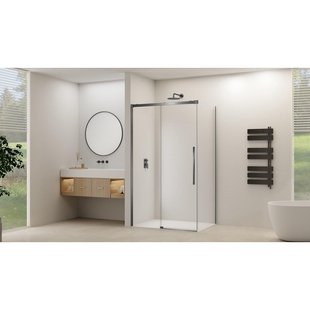 Van Rijn Products ST09 Schuifdeur tbv hoekcabine - 140x200cm - helder glas - soft-close - Gunmetal Geborsteld ST09350140HEGM