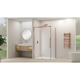 Van Rijn Products ST09 Schuifdeur tbv hoekcabine - 120x200cm - helder glas - soft-close - Koper Geborsteld ST09350120HESC