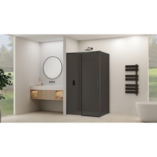 Van Rijn Products ST09 Schuifdeur tbv hoekcabine - 120x200cm - grijs rookglas - soft-close - Gunmetal Geborsteld ST09350120GRGM