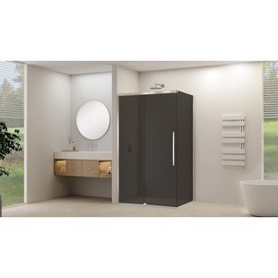 Van Rijn Products ST09 Schuifdeur tbv hoekcabine - 160x200cm - grijs rookglas - soft-close - RVS Geborsteld ST09350160GRBN