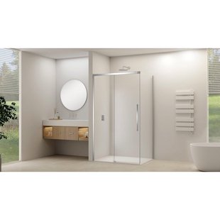 Van Rijn Products ST09 Schuifdeur tbv hoekcabine - 180x200cm - helder glas - soft-close - Chroom ST09350180HECH