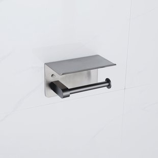 Fortifura Calvi - toiletrolhouder - met plateau - Geborsteld Gunmetal PVD SW1183052