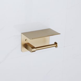 Fortifura Calvi - toiletrolhouder - met plateau - Geborsteld Messing PVD (Goud) SW1183053