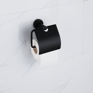 Fortifura Calvi - toiletrolhouder - met klep - mat zwart SW1183143