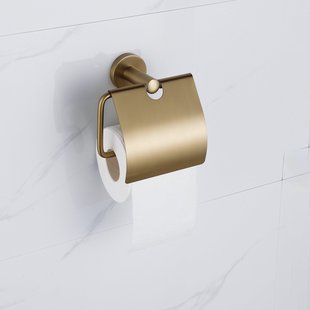 Fortifura Calvi - toiletrolhouder - met klep - Geborsteld Messing PVD (Goud) SW1183146