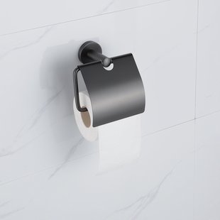 Fortifura Calvi - toiletrolhouder - met klep - Geborsteld Gunmetal PVD SW1183147