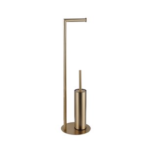 Fortifura Calvi vrijstaande toiletrolhouder met toiletborstel - Geborsteld Messing PVD (Goud) SW1189060