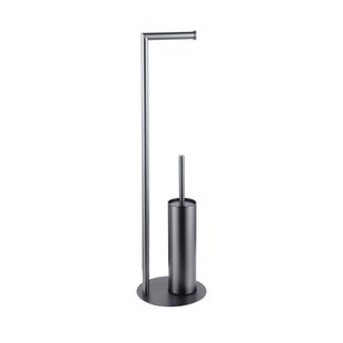Fortifura Calvi vrijstaande toiletrolhouder met toiletborstel - Geborsteld Gunmetal PVD SW1189061