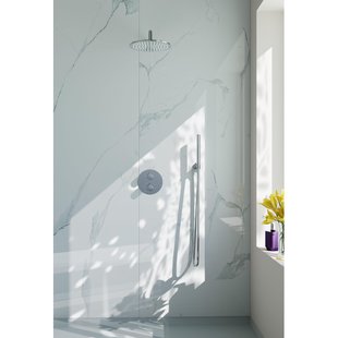 Fortifura Calvi Inbouw Regendoucheset - rond - thermostatisch - wandarm - 25cm hoofddouche - staaf handdouche - gladde doucheslang - chroom SW496810/SW542643/SW706209/SW720552/SW720559/SW721