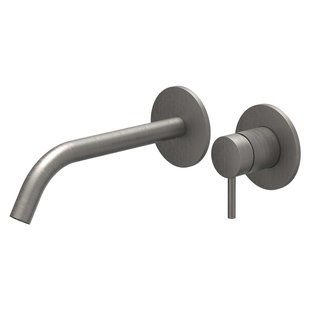 IVY Bond Wastafelmengkraan - met inbouwdeel - 2-gats - inbouw - wandmontage - gebogen uitloop - coldstart - Geborsteld metal black PVD SW1030771/SW1030894