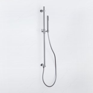 Fortifura Calvi Glijstangset - geïntegreerde wandaansluitbocht - doucheslang glad- staaf handdouche - Geborsteld Gunmetal PVD SW1111532/SW721165///SW766537