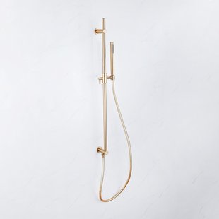 Fortifura Calvi Glijstangset - geïntegreerde wandaansluitbocht - doucheslang metaal- staaf handdouche - Geborsteld Messing PVD (Goud) SW1111531//SW706208//SW720570