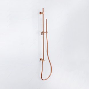 Fortifura Calvi Glijstangset - geïntegreerde wandaansluitbocht - doucheslang metaal- staaf handdouche - Geborsteld koper PVD (Koper) SW1111533//SW767373//SW970046