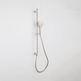 Fortifura Calvi Glijstangset - geïntegreerde wandaansluitbocht - doucheslang metaal- ronde handdouche - Geborsteld RVS PVD (RVS) SW1111529//SW706208/SW799447