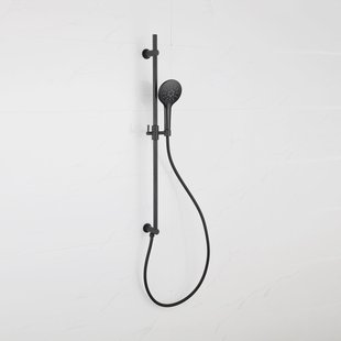 Fortifura Calvi Glijstangset - geïntegreerde wandaansluitbocht - doucheslang metaal- handdouche rond - mat zwart SW1111528//SW706203/SW496816