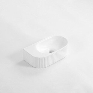 QeramiQ Blend Fontein - 40x22x12cm - Geribbeld - halfrond - zonder kraangat - Keramiek - Wit Mat SW1210755