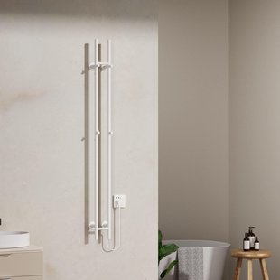 Belrad Rod staafhanddoekdroger - 150x16,8x12,7 cm - elektrisch - dubbel - 120w - 2,5cm - glanzend wit HS1513WH