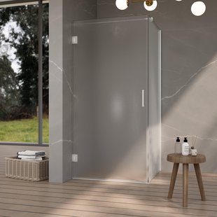 Fortifura Galeria Douchecabine - 100x140x200cm - scharnieren - deurgreep - vlak - gesatineerd veiligheidsglas - Geborsteld RVS PVD (Rvs) SW1122554/SW1122566/SW797908/SW797937