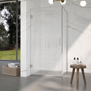 Fortifura Galeria Douchecabine - 80x120x200cm - scharnieren - deurgreep - stabilisatiestang - helder geribbeld - veiligheidsglas - Geborsteld RVS PVD (Rvs) SW1208820/SW1122566/SW797908/SW797953