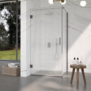 Fortifura Galeria Douchecabine - 100x140x200cm - scharnieren - deurgreep - stabilisatiestang - helder geribbeld - veiligheidsglas - Geborsteld gunmetal (Antraciet) SW1208822/SW1122563/SW797907/SW797954