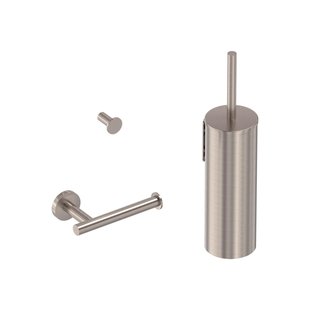 MAY Accessoires Accessoireset bestaande uit borstelgarnituur toilethaakje en rolhouder Geborsteld nickel PVD 6801353
