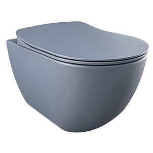 Creavit Hangend Toiletset - 35.3x51cm - RVS Bidetsproeier - spoelrandloos - met zitting - mat basalt SW1152743/SW1152712