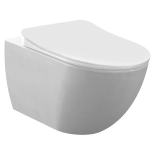 Creavit Hangend Toiletset - 35.3x51cm - RVS Bidetsproeier - spoelrandloos - met zitting - mat wit SW1152348/SW1152724