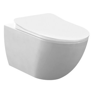 Creavit Hangend Toiletset - 35.3x51cm - spoelrandloos - met zitting - wit SW1152722/SW1152711