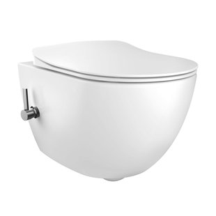 Creavit Hangend Toiletset - 35.3x51cm - RVS bidetsproeier koud water - spoelrandloos - met zitting - wit SW1152723/SW1152711