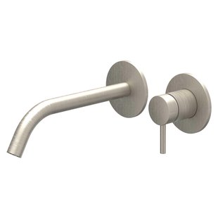 IVY Bond Wastafelmengkraan - 2-gats - met inbouwdeel - wandmontage - gebogen uitloop - coldstart - Geborsteld nickel PVD 6100353/6199001