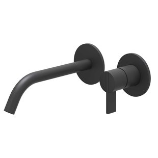 IVY Pact Wastafelmengkraan - 2-gats - met inbouwdeel - wandmontage - gebogen uitloop - coldstart - Mat zwart PED 6101352/6199001