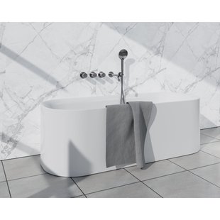 Fortifura Nebbio Badcombinatie-set - thermostaatkraan - wandaansluitbocht met handdouchehouder - metalen doucheslang - ronde handdouche - uitloop - chroom SW1183064 2x SW1183076 2x SW1183077 SW542643 SW767