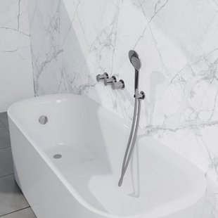 Fortifura Nebbio Badcombinatie-set - thermostaatkraan - wandaansluitbocht met handdouchehouder - gladde doucheslang - ronde handdouche - badvulcombinatie - chroom SW1183064 SW1183076 SW1183077 SW542643 SW706209 SW