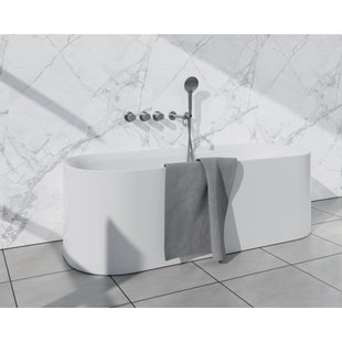 Fortifura Nebbio Badcombinatie-set - thermostaatkraan - wandaansluitbocht met handdouchehouder - metalen doucheslang - ronde handdouche - uitloop - geborsteld RVS SW1183066 2x SW1183076 2x SW1183079 SW542645 SW706