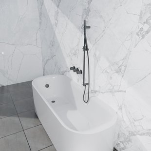 Fortifura Nebbio Badcombinatie-set - thermostaatkraan - glijstang met geïntegreerde wandaansluitbocht - gladde doucheslang - staaf handdouche - badvulcombinatie - geborsteld gunmetal PVD SW1183068 SW1111532 SW721165 SW766537 SW1108811 SW