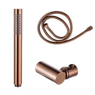 Fortifura Calvi Handdoucheset - 22.5cm - staaf - met houder - anti twist slang - 150cm - geborsteld koper PVD SW970046/SW970044/SW970048