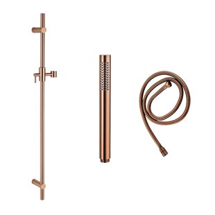 Fortifura Calvi glijstangset met staafhanddouche, metalen doucheslang Geborsteld koper PVD SW970053/SW970046/SW970048