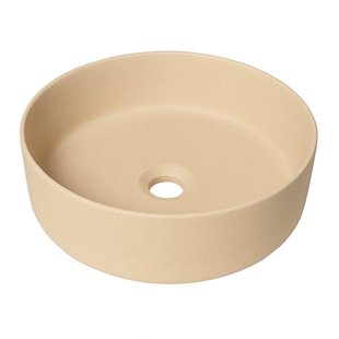 QeramiQ Dely waskom - 36x36x12cm - zonder overloop - rond - keramiek - mat beige SW1244989