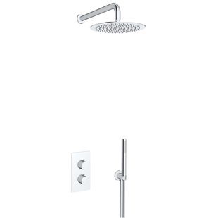 Fortifura Calvi Inbouw Regendoucheset - thermostatisch - wandarm - 30cm hoofddouche - staaf handdouche - metalen doucheslang - chroom SW496810/SW542643/SW767373/SW1139119/SW720559/SW72