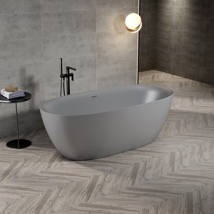 ZEZA Eloise Vrijstaand bad - 170x80cm - acryl - sifon - mat grijs 6126_MG