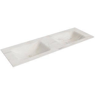 Mondiaz CLOUD Inbouw Wastafel - 141x1.2x46cm - dubbel - zonder kraangat - solid surface - Ostra XM352031Ostra