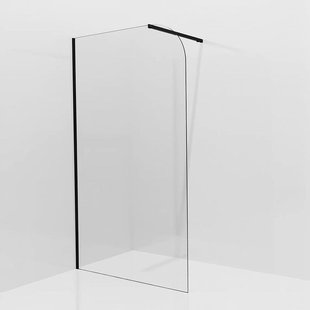 Aqua Vista Inloopdouche - 80x200cm - afgeronde glaswand - helder glas - wandarm - mat zwart SW1245008/SW797905