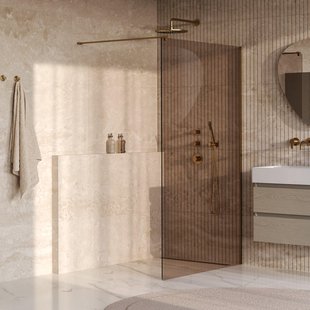 BRAUER Oblivion Inloopdouche - 120x200cm - glascoating - brons glas - geborsteld goud PVD GS-OBI1B120200GG