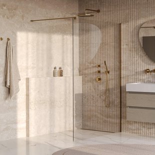 BRAUER Oblivion Inloopdouche - 130x200cm - glascoating - helder glas - geborsteld goud PVD GS-OBI1H130200GG