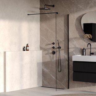 BRAUER Oblivion Inloopdouche - 50x200cm - glascoating - helder glas - mat zwart GS-OBI1H50200MZ