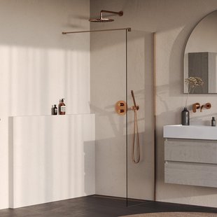 BRAUER Oblivion Inloopdouche - 60x200cm - glascoating - helder glas - geborsteld koper PVD GS-OBI1H60200GK