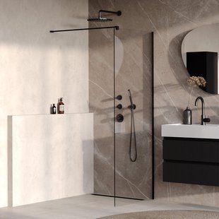 BRAUER Oblivion Inloopdouche - 70x200cm - glascoating - helder glas - mat zwart GS-OBI1H70200MZ