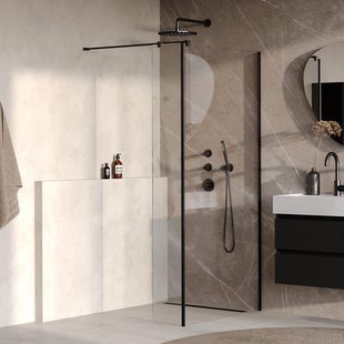 BRAUER Oblivion Inloopdouche - 100x200cm - 30cm zijwand - glascoating - helder glas - mat zwart GS-OBI2H10030200MZ