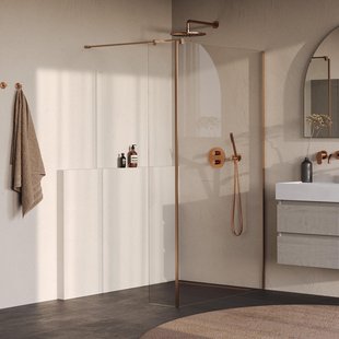 BRAUER Oblivion Inloopdouche - 120x200cm - 40cm zijwand - glascoating - helder glas - geborsteld koper PVD GS-OBI2H12040200GK