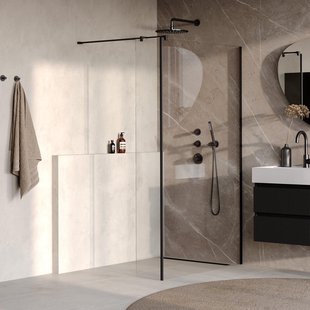 BRAUER Oblivion Inloopdouche - 120x200cm - 40cm zijwand - glascoating - helder glas - mat zwart GS-OBI2H12040200MZ